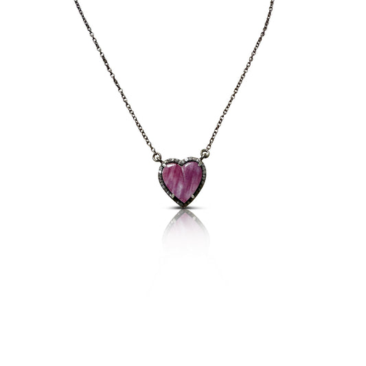 Spiney Oyster Shell  Heart Charm Necklace