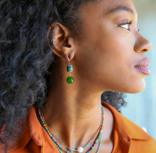 Nia Earrings in Greens