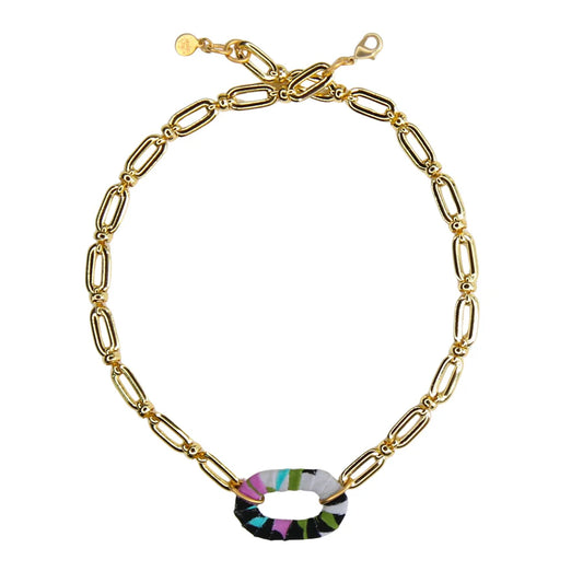 Nomi Link Necklace in Black Multi