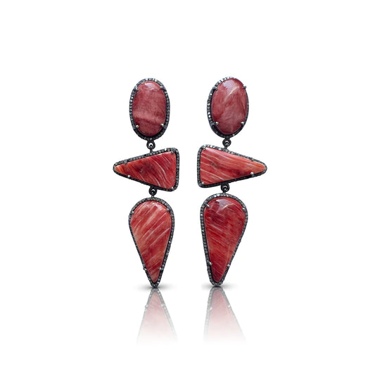 Ombre Spiney Oyster Triple Drop Earrings