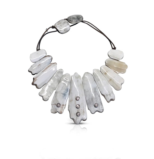 Polished Light Horn Collar Necklace