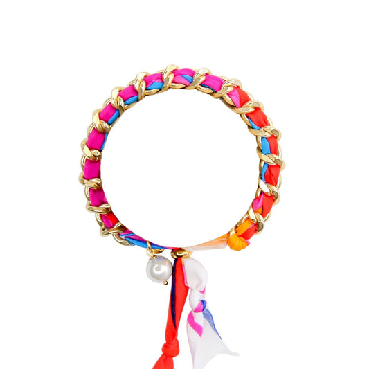Poppy Woven Bracelet in Hot Pink
