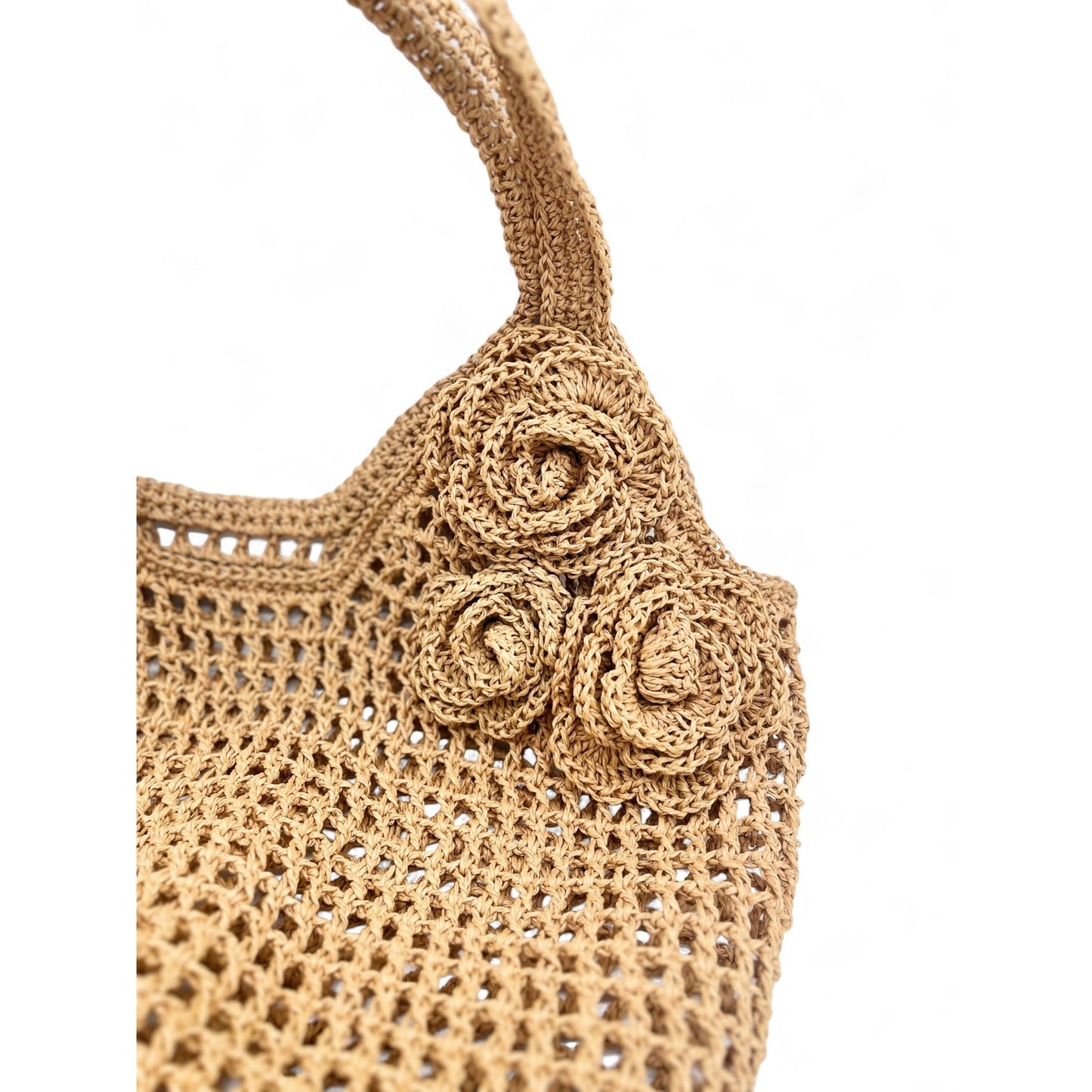 Raffia Rosette Tote Bag