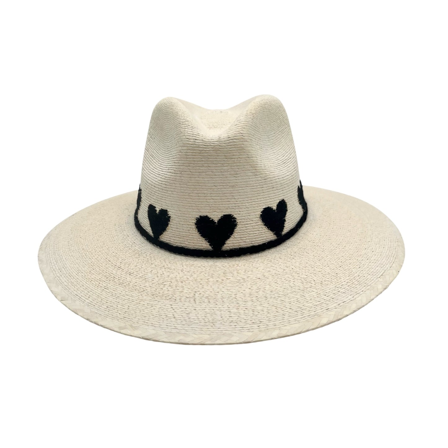 Sea Lovée Palm Leaf Hat (White with Black Hearts)