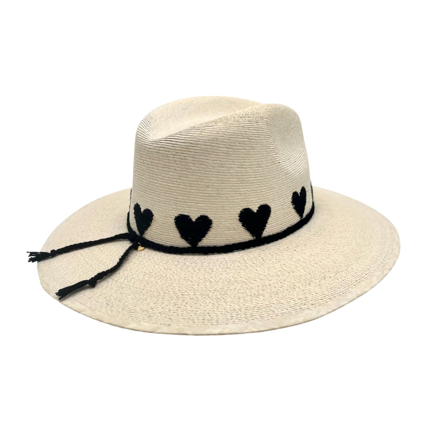 Sea Lovée Palm Leaf Hat (White with Black Hearts)