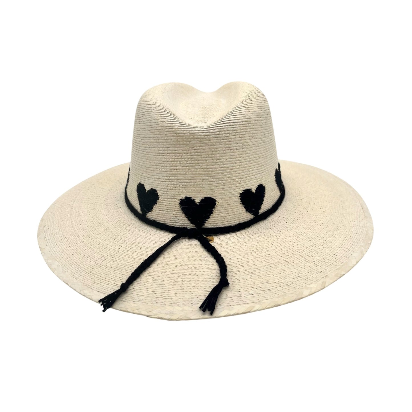 Sea Lovée Palm Leaf Hat (White with Black Hearts)