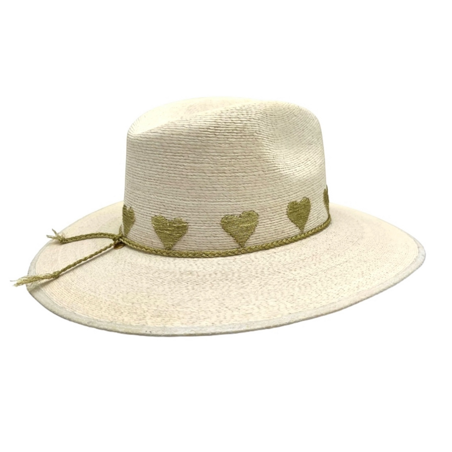 Sea Lovée Palm Leaf Hat (White with Metallic Gold)