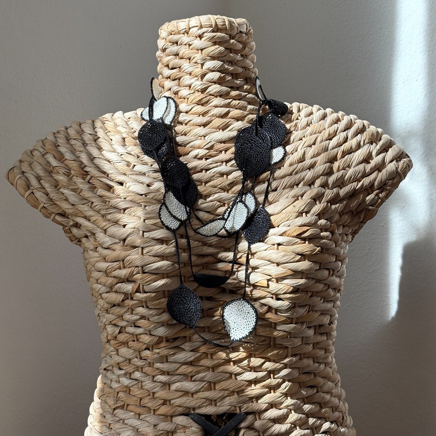 Isabella Infinity Crochet Necklace - Black White