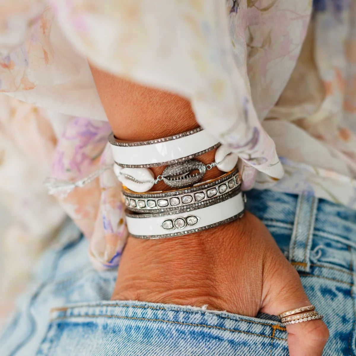 Plain White Enamel Bracelets