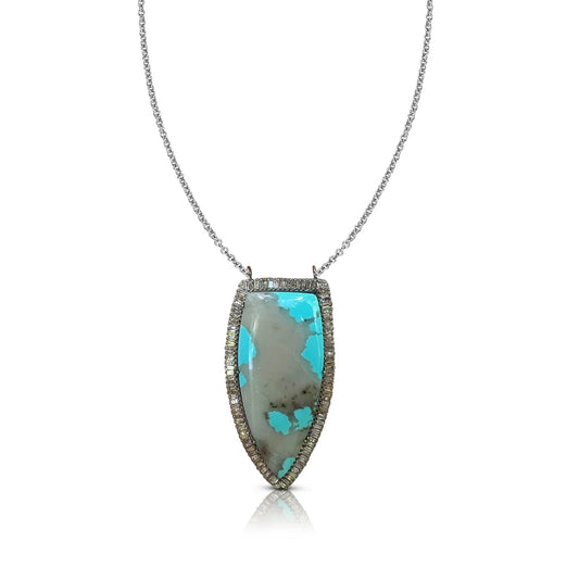 Silver Turquoise Shield Necklace 1