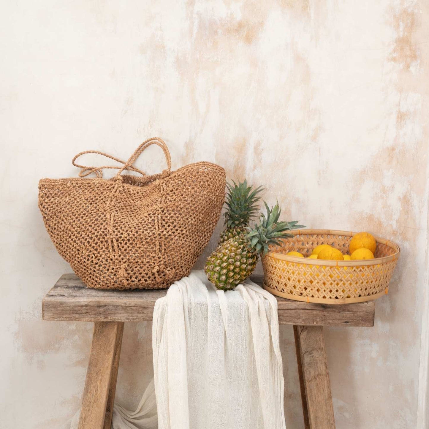 Sinah Raffia Tote Bag - Caramel