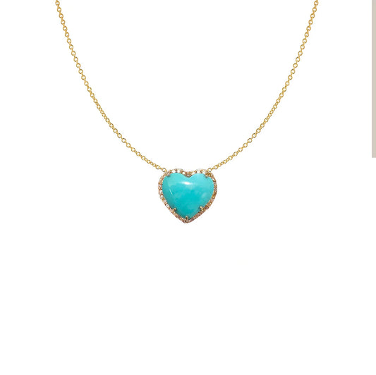 Small 14K Turquoise Heart Necklace