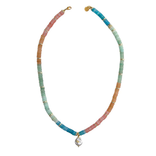 Spree Short Necklace in Lagoon Blue