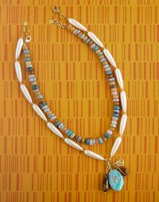 Milo Charm Necklace in Gray Agate