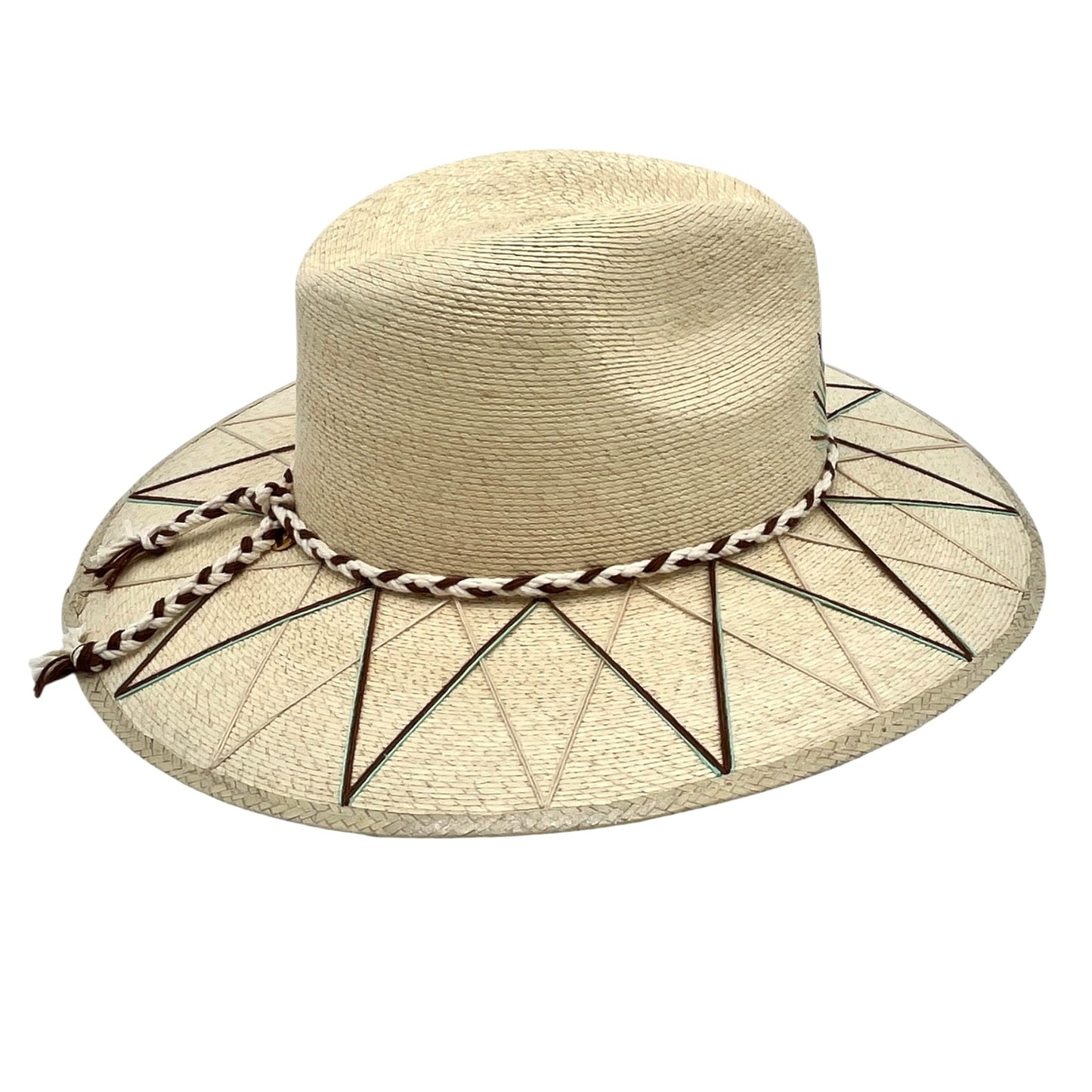 Sunrise Palm Leaf Hat (Natural with Mint, Brown, Ivory)