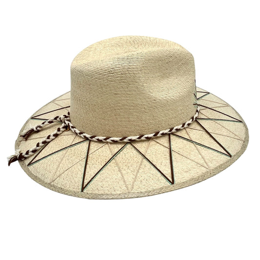 Sunrise Palm Leaf Hat (Natural with Mint, Brown, Ivory)