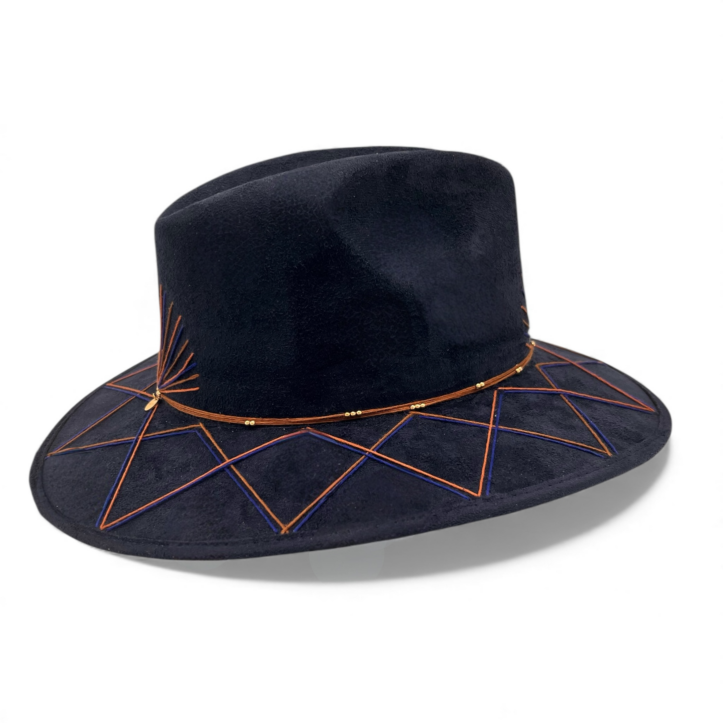 Sunrise Vegan Suede Wide Brim Fedora - Navy Blue