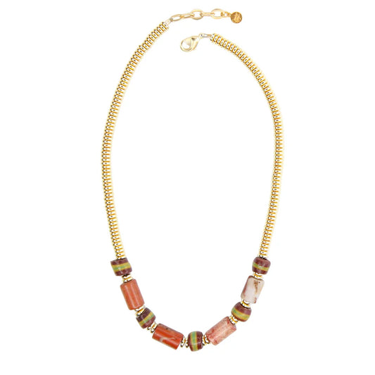 Tribe Beaded Necklace in Rust