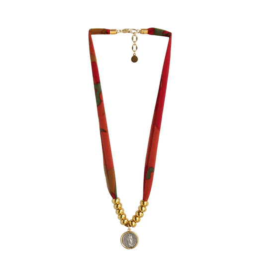Two-Tone Fabric Necklace in Merlot