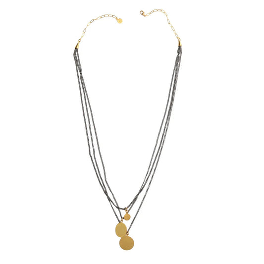 Velour Triple Strand Necklace in Black