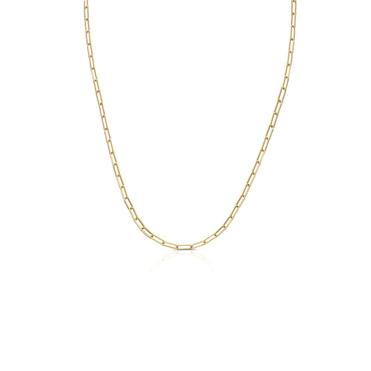 Yellow Gold Dainty Paperclip Chain (16")