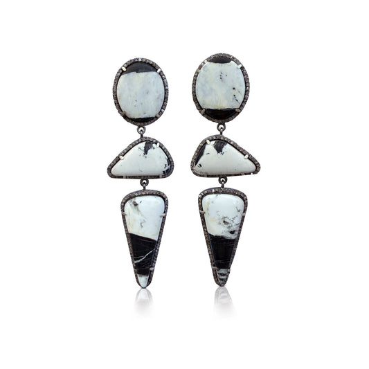 White Buffalo Triple Drop Earrings 1