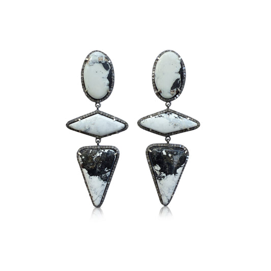 White Buffalo Triple Drop Earrings 2