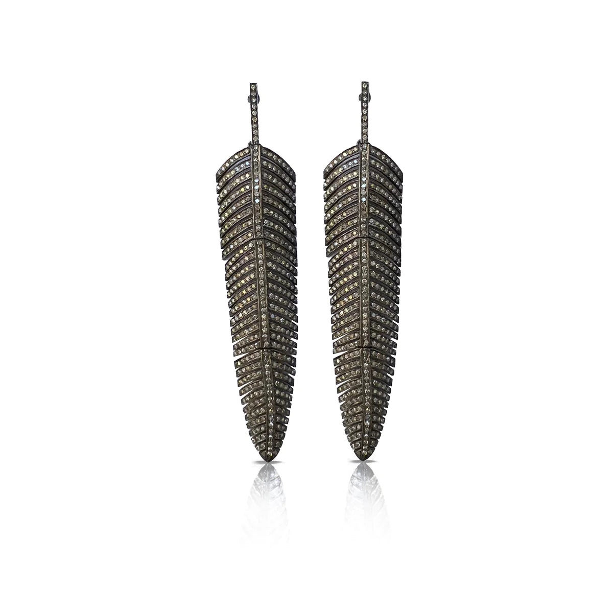 Full Pave Feather Earrings (Small and Large)