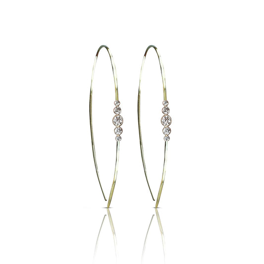 14k Hammered 5 Diamond Earrings