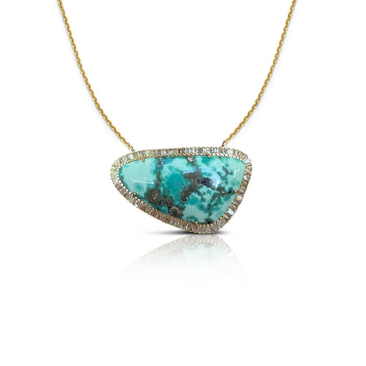 14K Irregular Turquoise Baguette Necklace