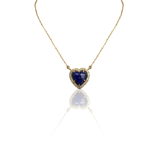 14k Mini Lapis Heart Necklace NEW