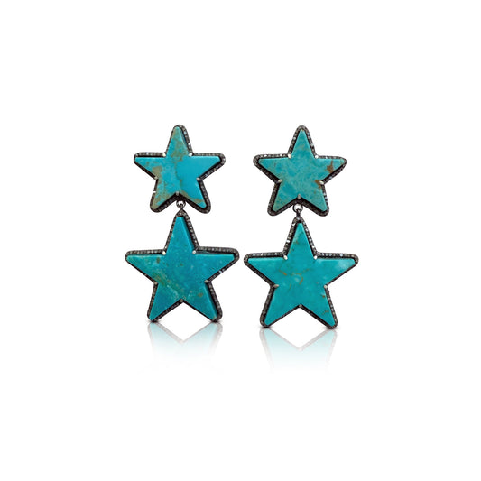 Turquoise Star Double Drop Earrings 2