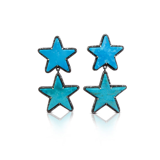 Turquoise Star Double Drop Earrings 4