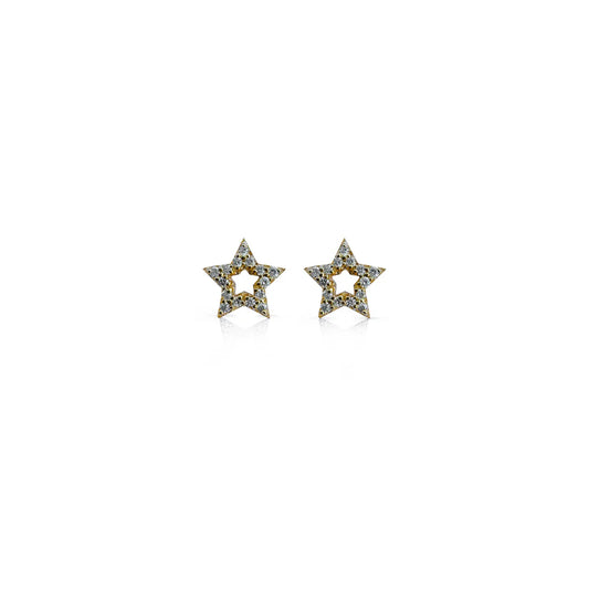 14k Yellow Gold Diamond Star Stud Earrings